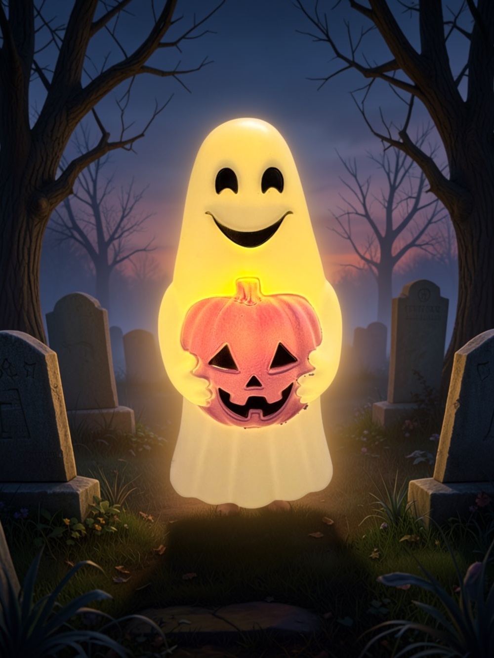 👻🎃🖤✨NWT GHOST / PUMPKIN LIGHT UP HALLOWEEN DECORE FIGURE 👻🎃🖤✨